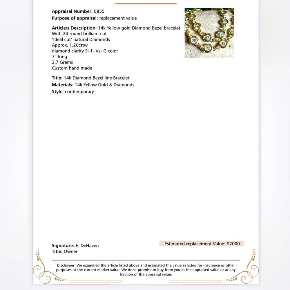 14k Designer 1.20ctt Diamonds by the line Bezel Bracelet - Picture 11 of 11